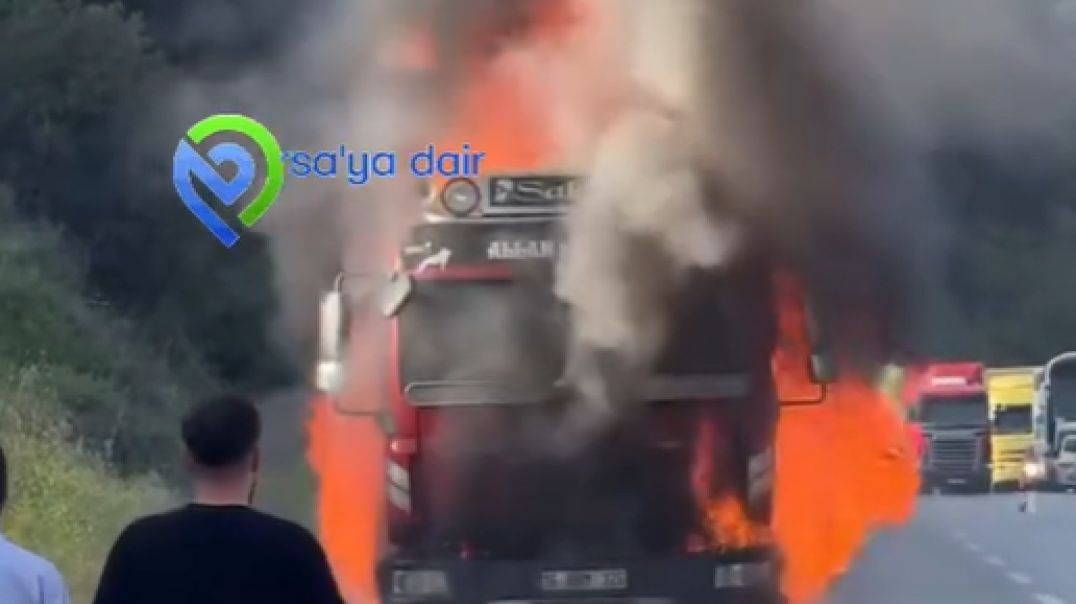 Bursa'da canlı hayvan yüklü kamyon alev alev yandı