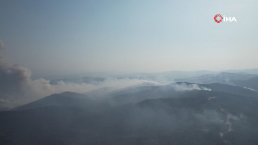 Bursa'da akşam saatlerinde alevler yeniden yükseldi: Havadan dron ile görüntülendi